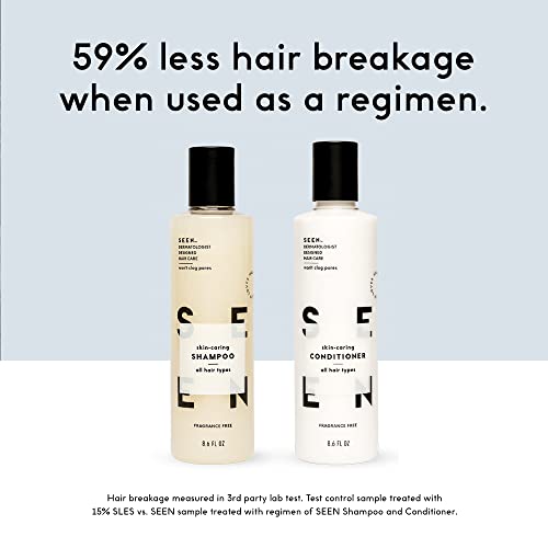 SEEN Shampoo, Fragrance Free - Non-Comedogenic & Sulfate-Free Hair Shampoo- Dermatologist-Developed - Safe for Sensitive, Eczema & Acne Prone Skin
